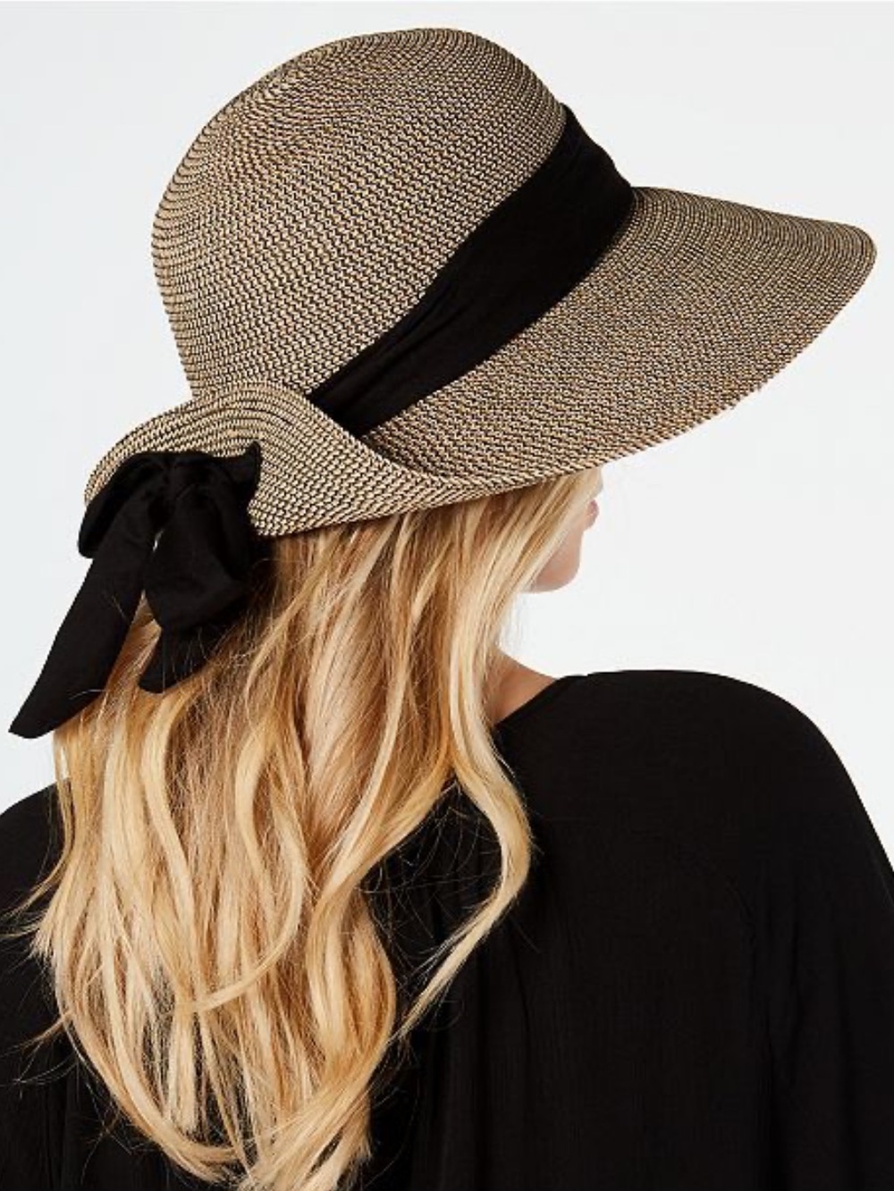 Nine West Floppy Scarf Sun Hat – Neutral/Black – Great Condition